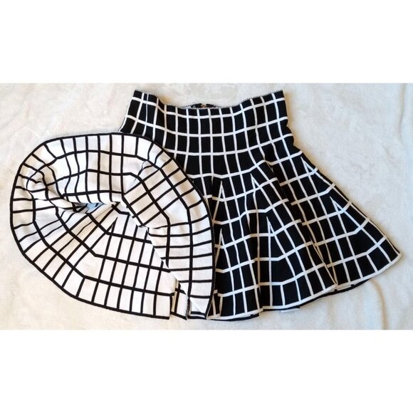Roommates B&W Plaid Mini Skater Skirt Size Large Perfect for a Party or a night - Picture 1 of 14
